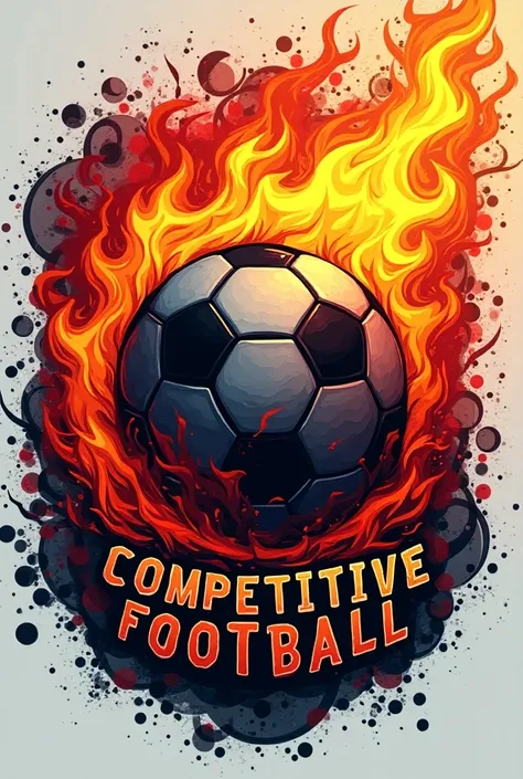 Create a profile pic for competitive football group. With fire and nicest, not a person, ok with the current generated pic, add a football and name as competitive football, background red fire water, name must add competitive football