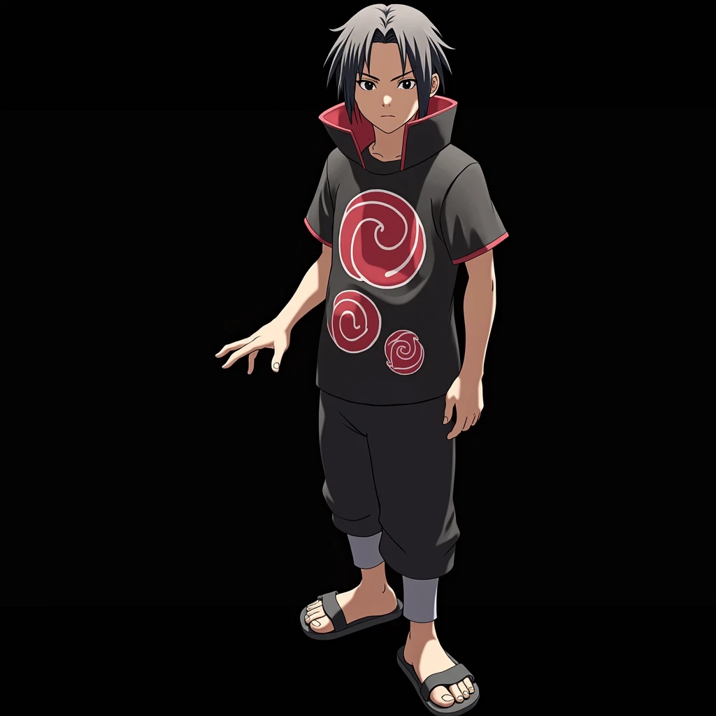 ITACHI UCHIHA wearing t-shrit  of Akatsuki