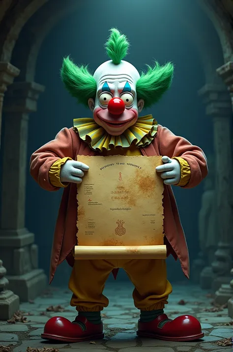 Krusty Jew from The Simpsons holding parchment 