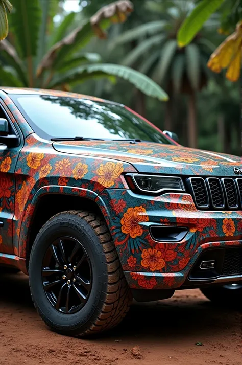 Grand Cherokee Jeep with Day of the Dead theme.