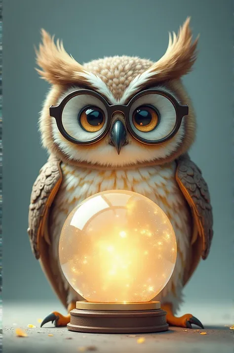 A drawing of an owl with glasses and a thought globe 