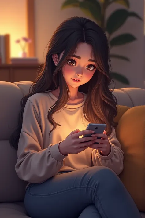 Give me a photo of a girl playing game in her mobile phone
