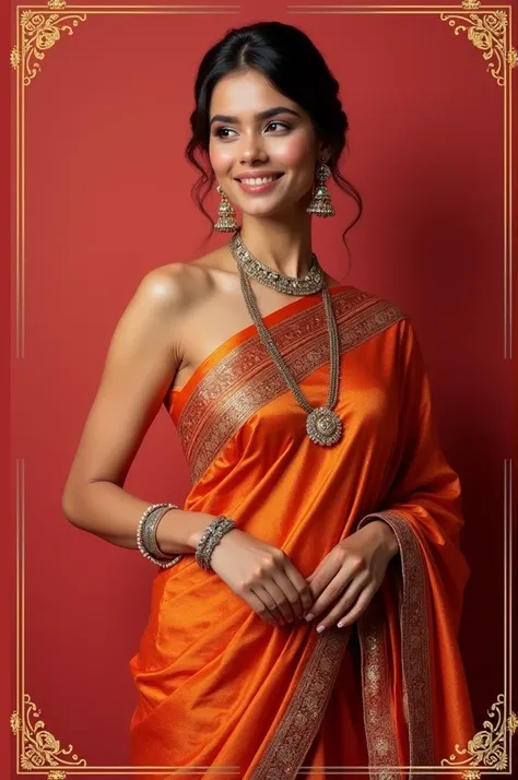 A poster in portrait and it must contain elements based on diwali the poster must be a diwali sale offer 20% of a zaree shop include a model and the poster must be minimal and professional 