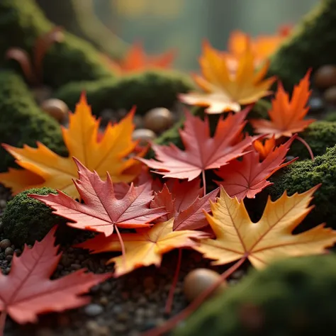 Micro Landscape　autumn leaves　Real