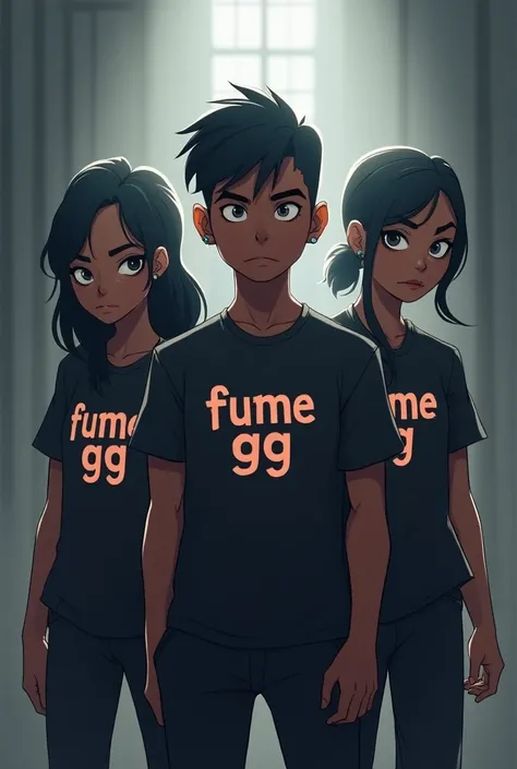  Make My Mysterious Team in a cartoon  ,T-shirt written by Fume GG,Color of gray , black and white