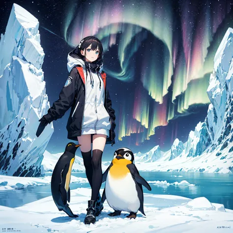 Antarctica、penguin、Aurora