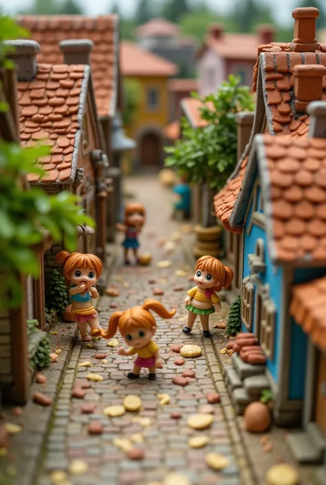 Miniature boxy diorama of cute girls destroying a town