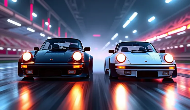 Porsche 930 black colour vs Porsche 930 white colour Drag race gaming thumbnail 