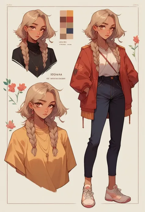 1female, character design sheet,, clothes deising,