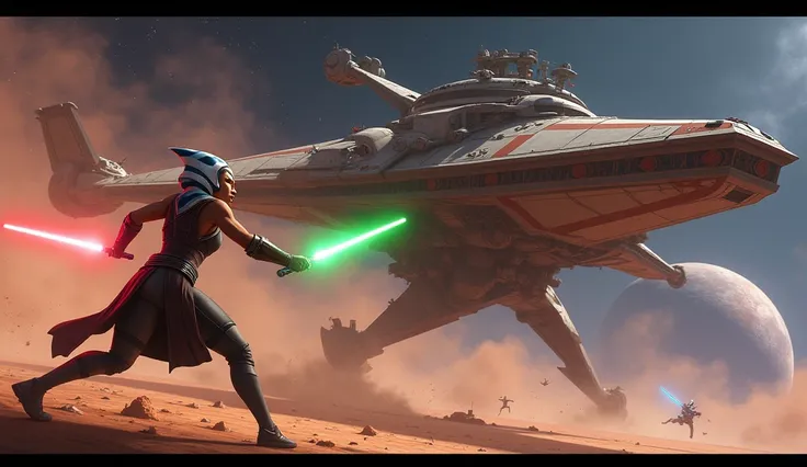 Ahsoka fighting against starship in realistic mode dont show cartoon character