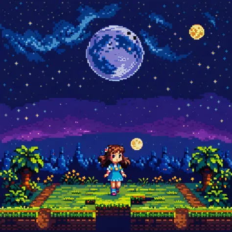 ((masterpiece)), ((best quality)), 8k, high detailed, ultra-detailed, 2d pixel art of a dreamy retro 8-bit game world, side-scro...