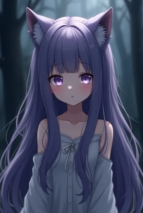 dark lilac anime girl with wolf ears