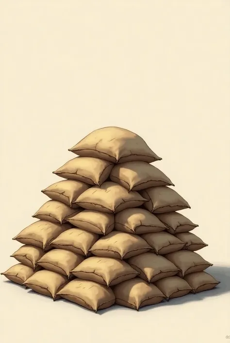 illustration image of heap stack of cement bags of brown color