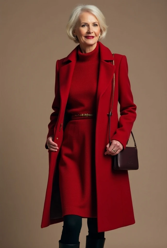 60s: Stylish and Sophisticated**
   - **Description**: Rouge can bring vibrancy to the wardrobe of individuals in their 60s, providing a youthful glow. A rouge knit sweater dress with a belt at the waist paired with opaque black tights and knee-high boots ...