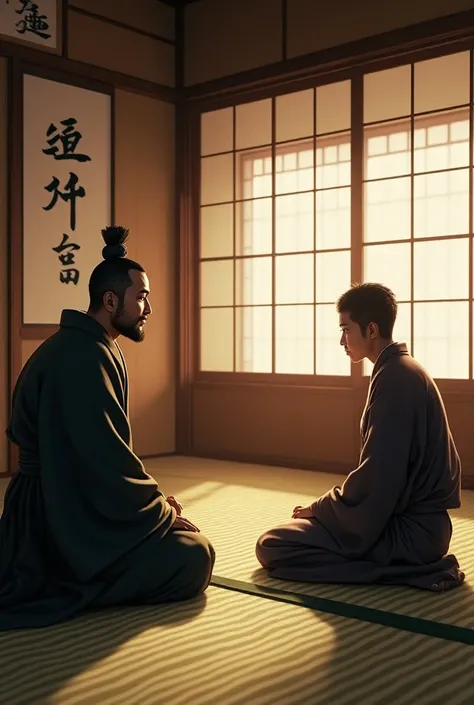 Japan&#39;s Edo Period　In the city　The lord and the daikan 　 are sitting on tatami mats and talking　