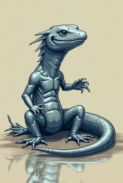 chrome Salamander in a 2d art style 