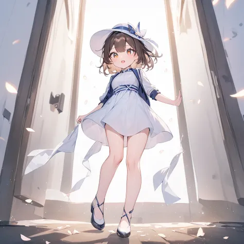 (masterpiece:1.6, Best Quality), ( Narrow and beautiful eyes: 1.2), ( lens flare, Particles of light, Shine),Doctoral No._Kato, Katouhdlong, Alone, Brown Hair, Have, Upper limbs, short hair,  Brown Eyes , The hat was removed, dress, I took off my hat,  whi...