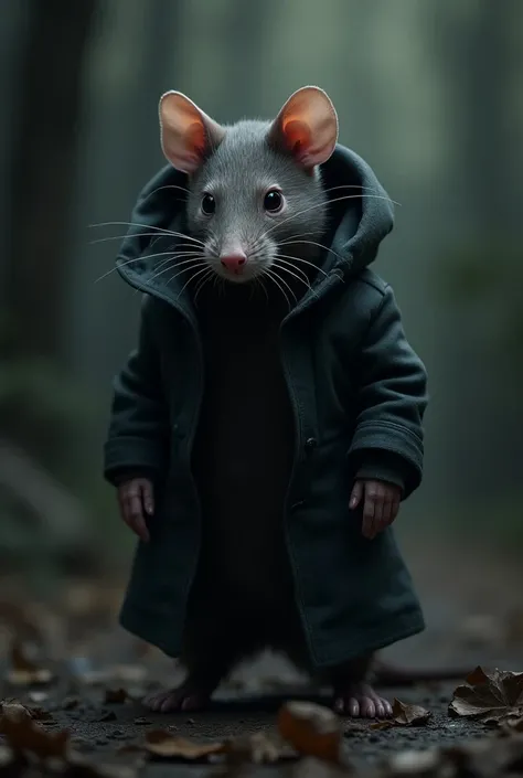 Fait un rat qui pue avec une veste noire sordide et une odeur nosébabinde séchappe de sa veste