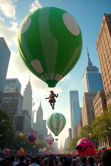 An Xbox-themed balloon parade in the United States with balloons featuring Xbox video game characters 