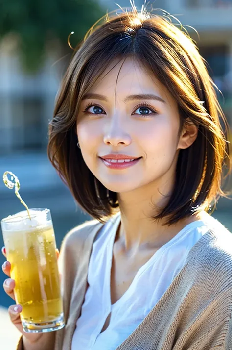 ((White Wine)),((Wine Glasses)),(Realistic, 超Realistic:1.4), 16K HDR,  High Resolution ,((White Wine)),((Wine Glasses)),Happy smile、short hair,The best smile、Japanese actress,so beautiful(It looks like the real thing),dress、Slim couple、Model Couple、(Realis...