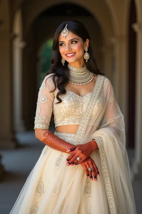 Indian bride with light colour lehanga with beautiful pose in real pic