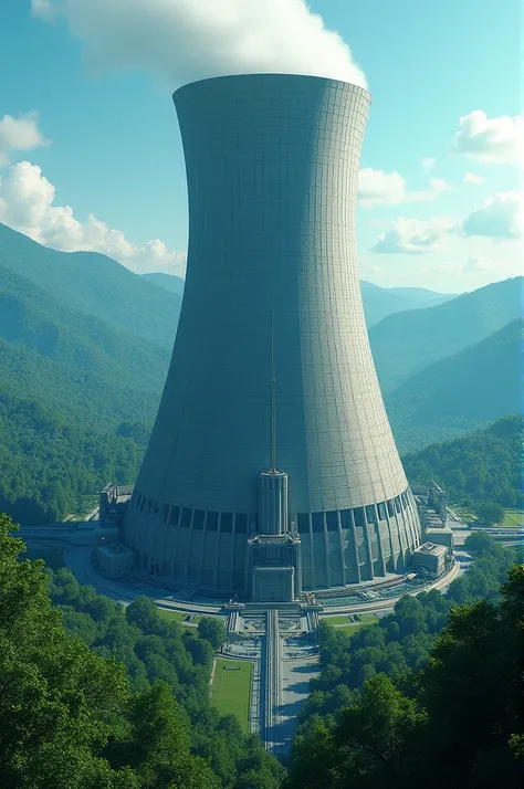 A nuclear reactor with blue and green shade