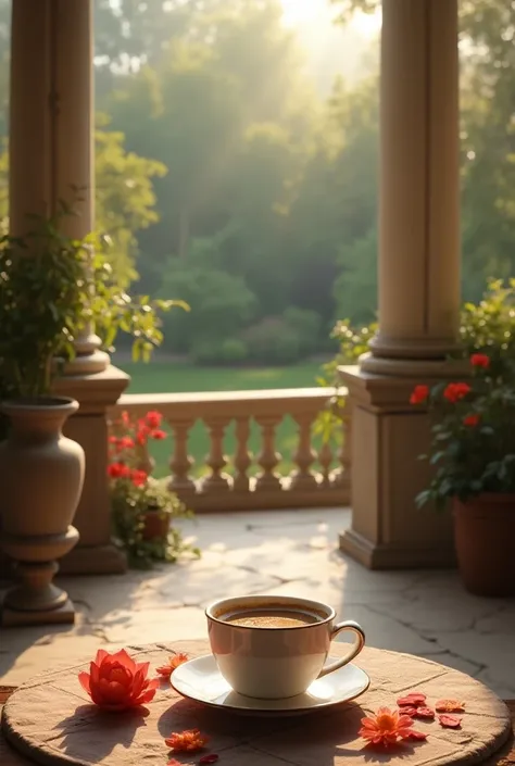 Morning coffee on the 18th century terrace 