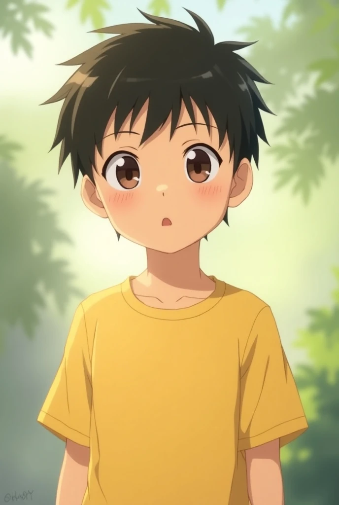 Anime snapshot in light yellow shirt 