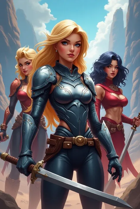 Group of  cartoon women  bikini  armor 