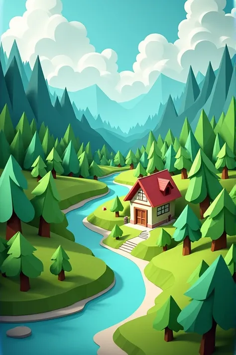 A house should look like a village and the gully should look like a boy playing stick and a very beautiful view should be seen above and the niche should be full of green trees should be seen in abundance and a beautiful view should be seen and it should b...