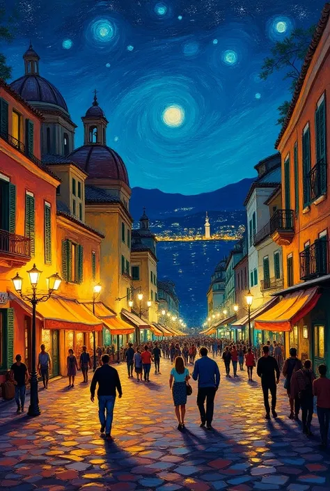 Naples in the night if was painted fron van gogh