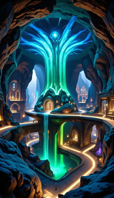 where elves and mystical creatures live 、 futuristic and mysterious underground cities 。 they descend into a futuristic and myst...