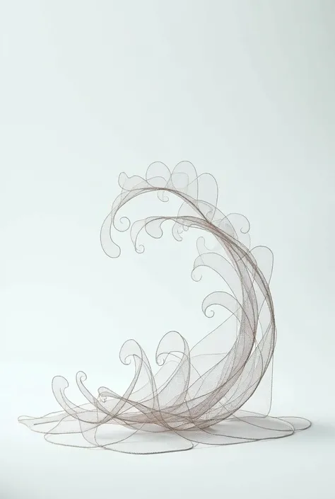  Create a wire sculpture inspired by ocean waves, with delicate and sensitive organic shapes  