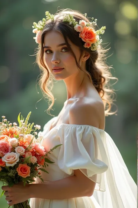 Most beautiful bride with flowers 