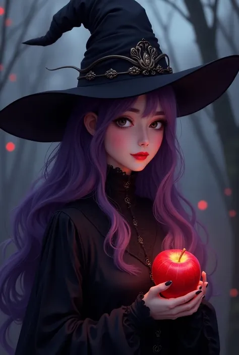 ((Raw image), nonsense, (absurd accuracy), masterpiece, best quality, (8k ultra detailed uniform CG background)، (best illustration)، (best shadow)Realistic lighting, beautiful and detailed glow, ((21 years old)), girl, long purple hair, black queen, acces...