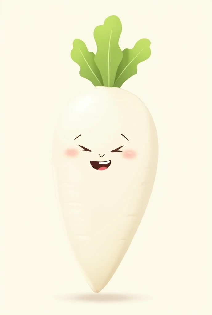 Japanese white radish，white，human　，cute　，tongue, Grin, Laughing/A proud laugh, 