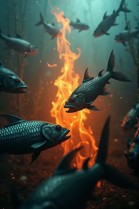 Fire on fish
