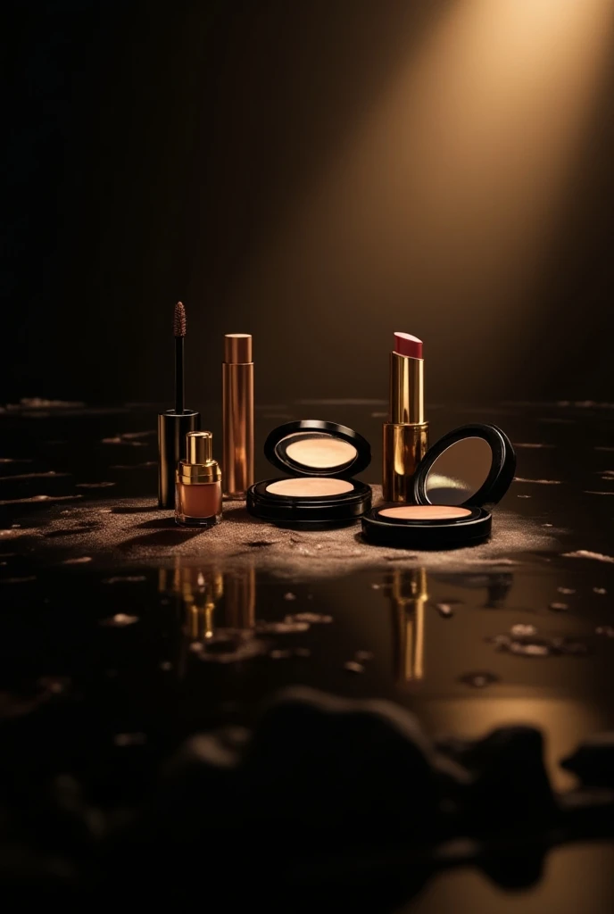 Dramatic 360 Product Shot

Concept: A dramatic 360-degree shot of the kit, highlighting its luxurious design.

Details: Use a slightly reflective black or gold surface with soft light bouncing off the makeup products. Arrange the products in a semi-circle ...