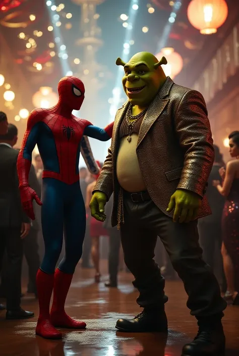 Imagine o homem aranha e o Shrek e o Michael Jackson na festa do p diddy