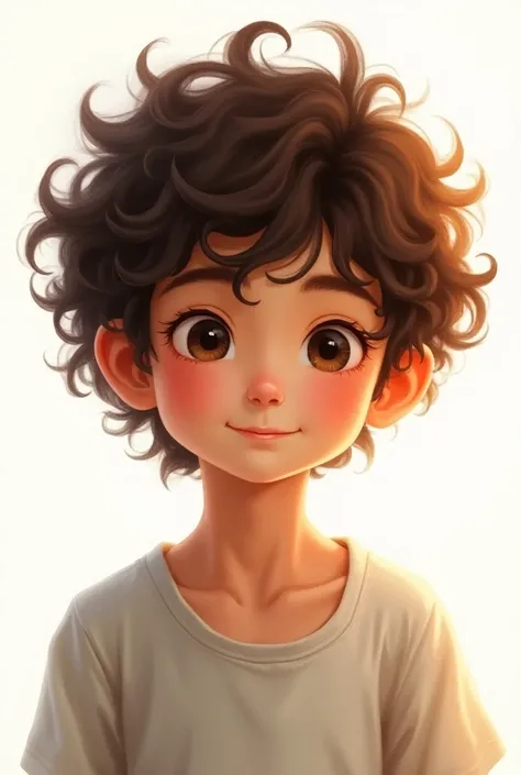 Make a Japanese boy with curly hair