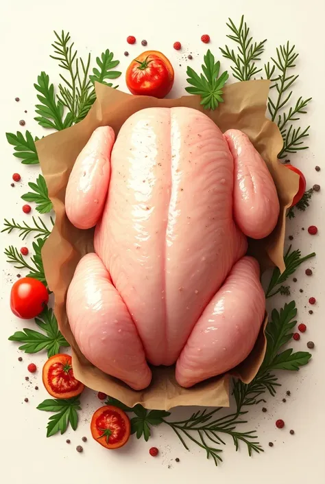 A poster for commercial . Raw chicken meat 