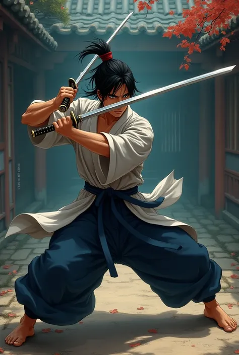 Martial artist who use sword in anime style 