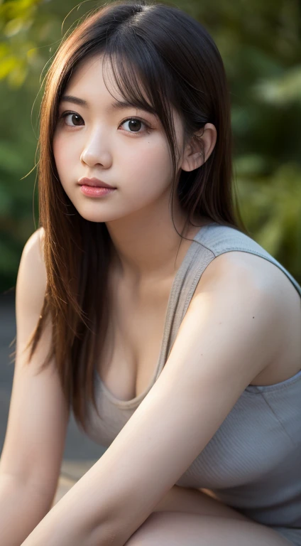 a girl wearing camisole, raw photo