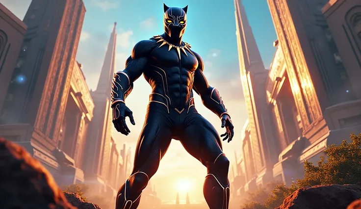  the Black panther movie , marvel movie , with huge muscles , 