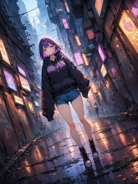 1girl, perfect body, anatomically correct, 20years old, 

(Underground World:1.3), A dystopian underground city resembling a collapsed Shibuya, with crumbling buildings, old machinery, and neon signs flickering in the background. The streets are covered in...