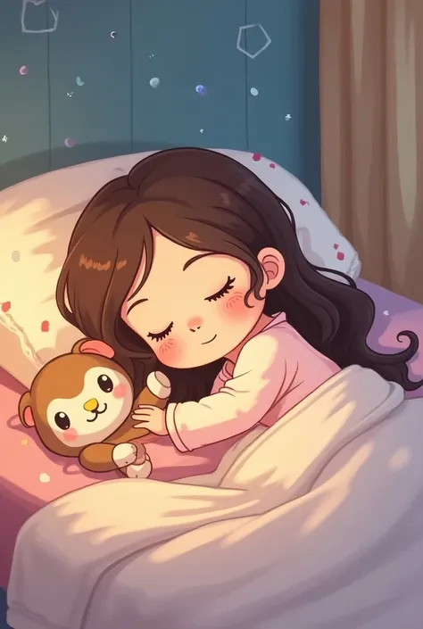 Cartoon girl in pajamas with the name of LILIA who is sleeping