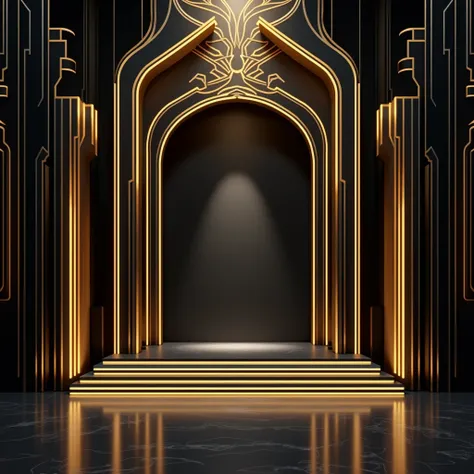 Make a slightly retro black and gold art deco visual for a book about movie sets 