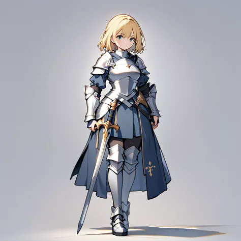 Joan of Arc, solo, full body, standing posture, simple background