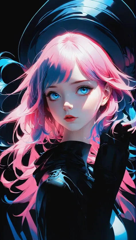 anime girl with blue hair and blue eyes in a black background, a character portrait by Ilya Kuvshinov, trending on pixiv, shin hanga, sayori, kuvshinov ilya, ilya kuvshinov face, girl with blue hair, illya kuvshinov, blue aura, kuvshinov, with blue skin