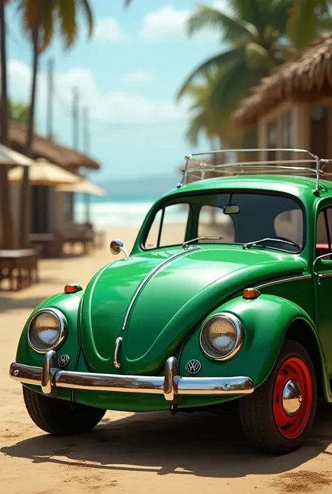 Beetle 1970 green Guarujá , Red wheel 
